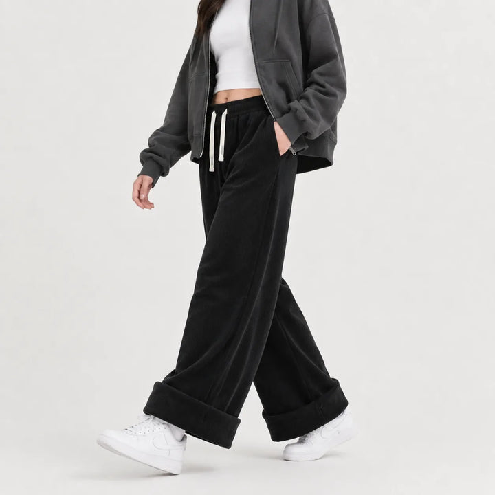 Margo – Women's Wide-Leg Sherpa-Lined Corduroy-Look Pants