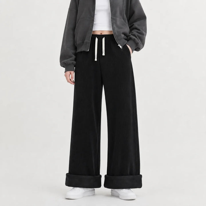 Margo – Women's Wide-Leg Sherpa-Lined Corduroy-Look Pants