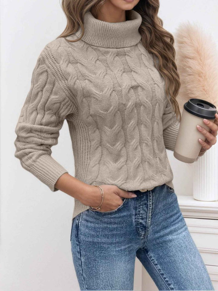 Mariela – Women's Chunky Cable-Stitch Turtleneck Sweater
