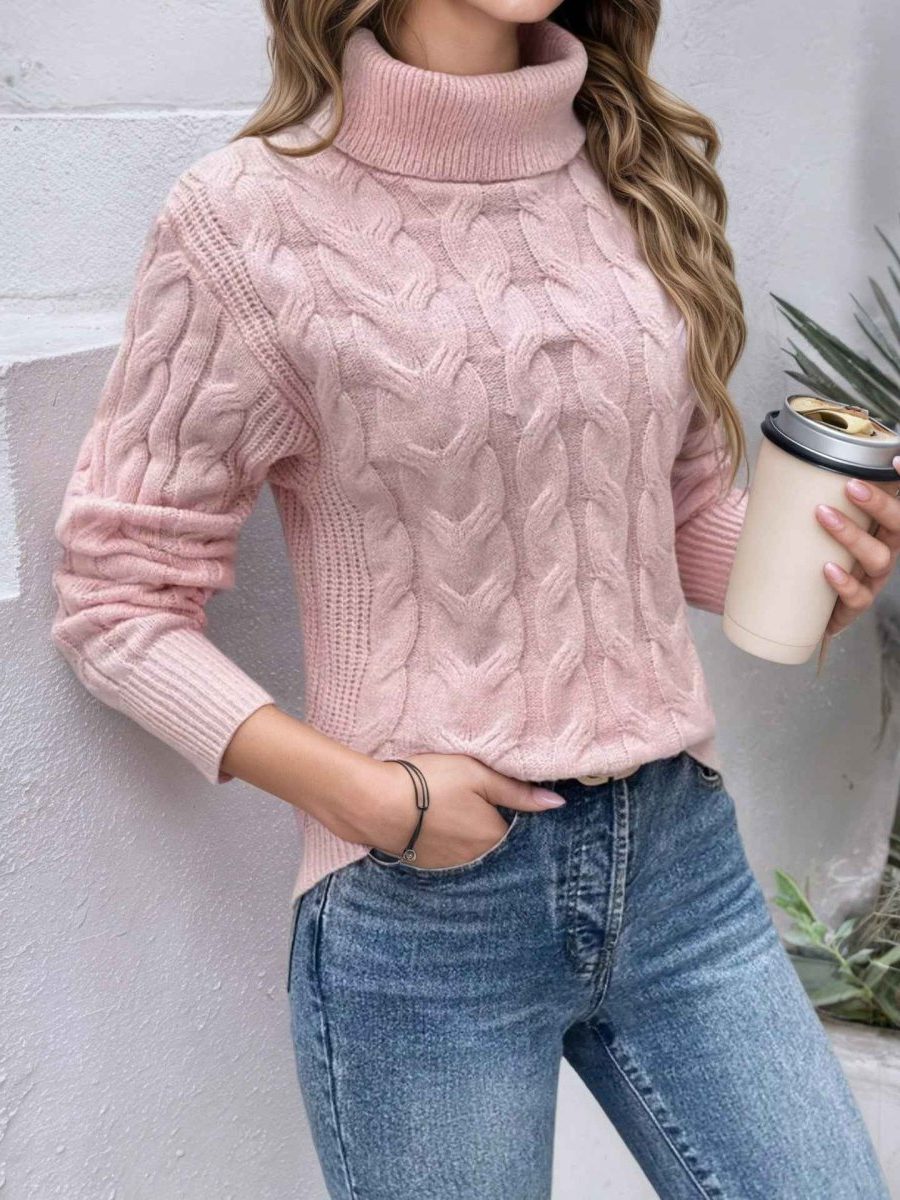 Mariela – Women's Chunky Cable-Stitch Turtleneck Sweater