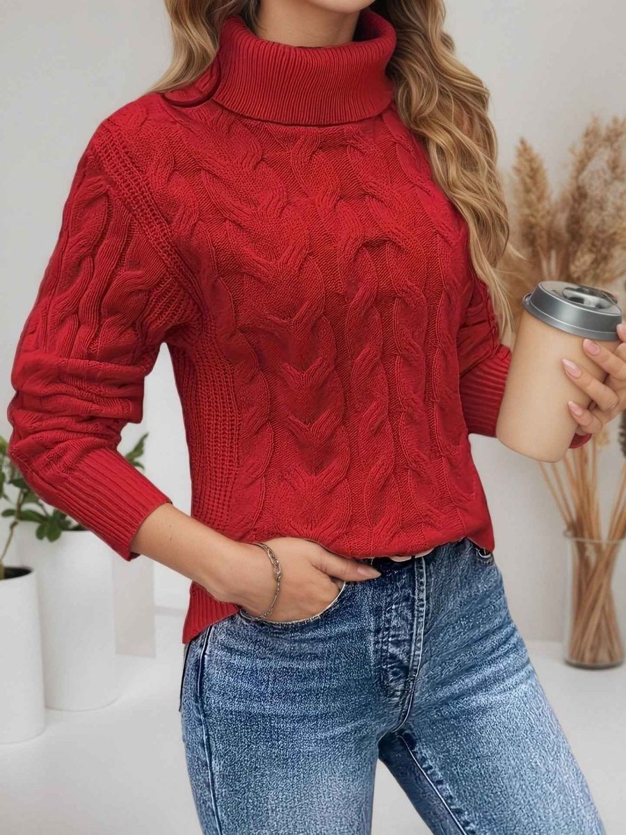 Mariela – Women's Chunky Cable-Stitch Turtleneck Sweater