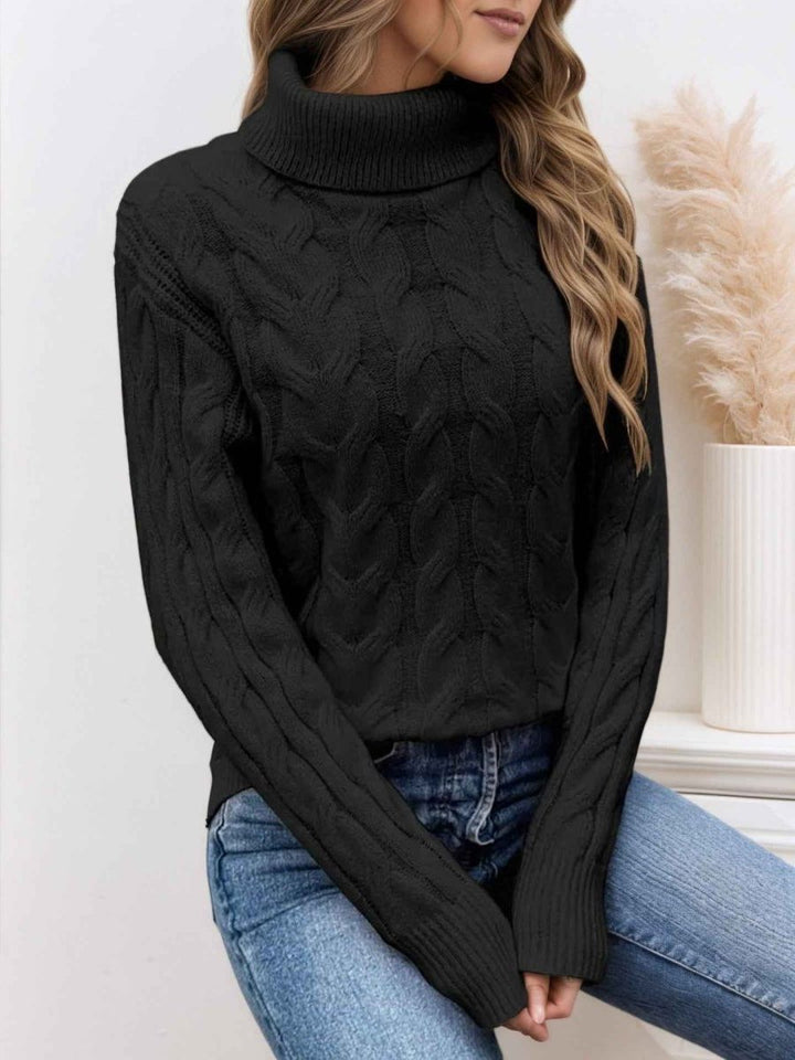 Mariela – Women's Chunky Cable-Stitch Turtleneck Sweater