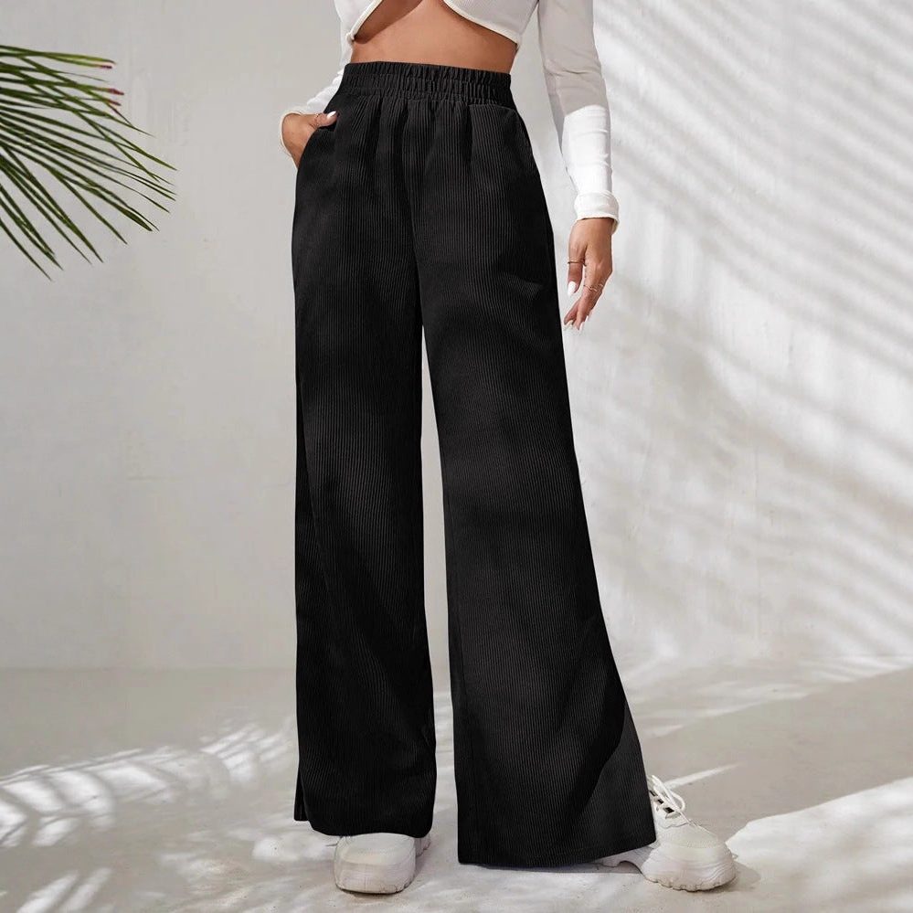 Marla – Women's High-Waisted Wide-Leg Pants with Side Slits