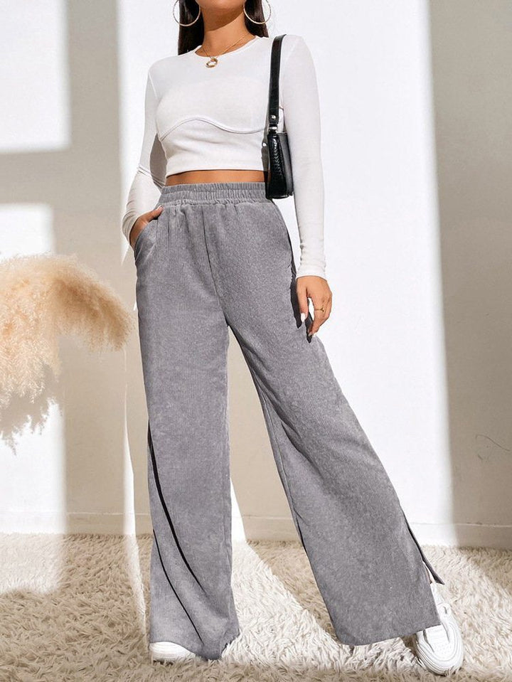 Marla – Women's High-Waisted Wide-Leg Pants with Side Slits