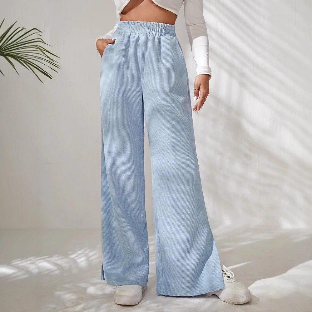 Marla – Women's High-Waisted Wide-Leg Pants with Side Slits