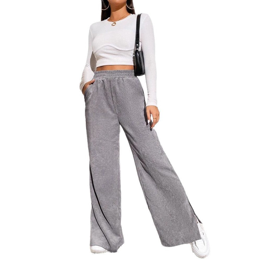 Marla – Women's High-Waisted Wide-Leg Pants with Side Slits
