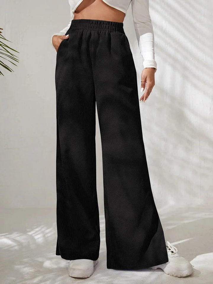 Marla – Women's High-Waisted Wide-Leg Pants with Side Slits