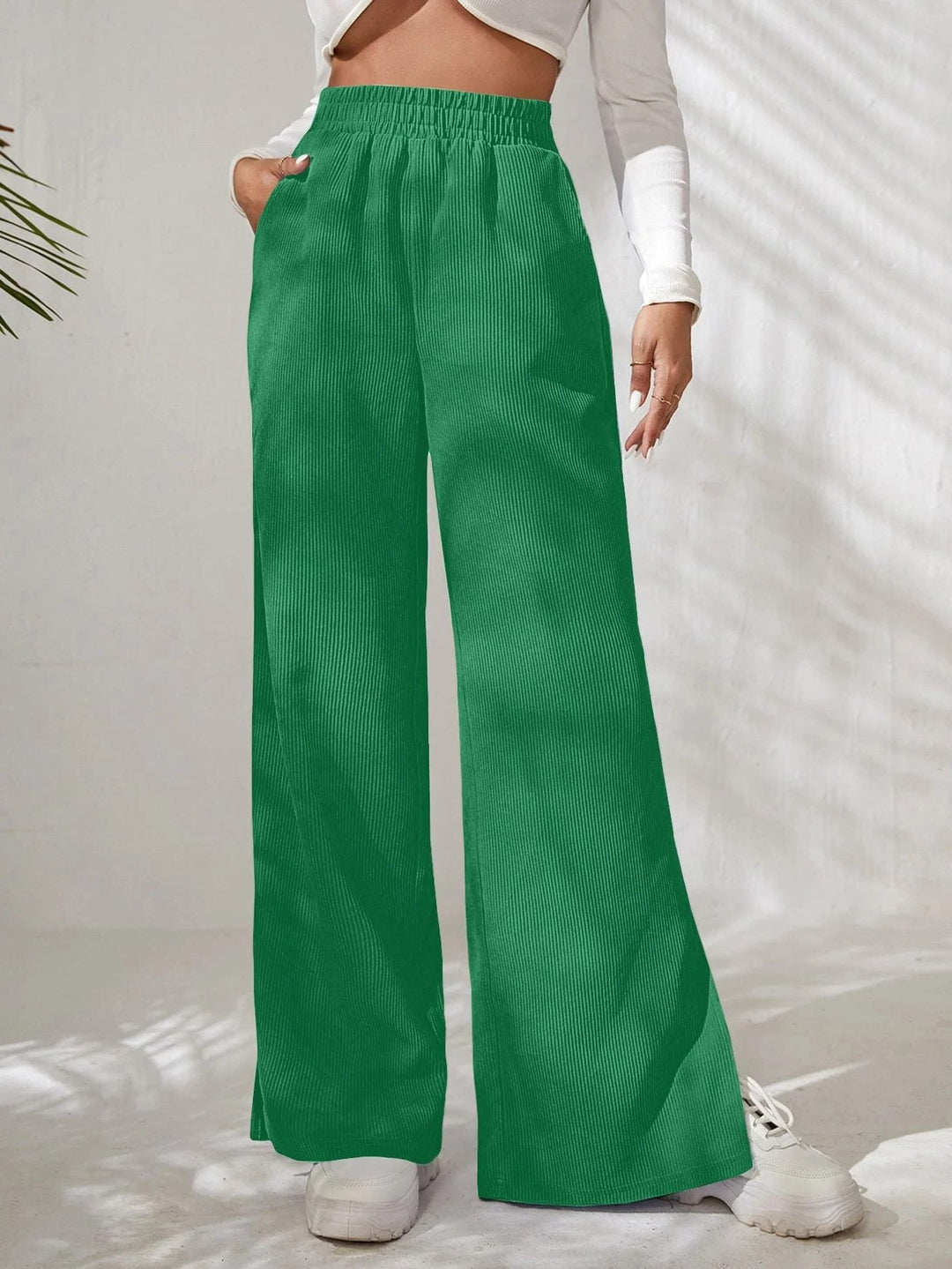 Marla – Women's High-Waisted Wide-Leg Pants with Side Slits