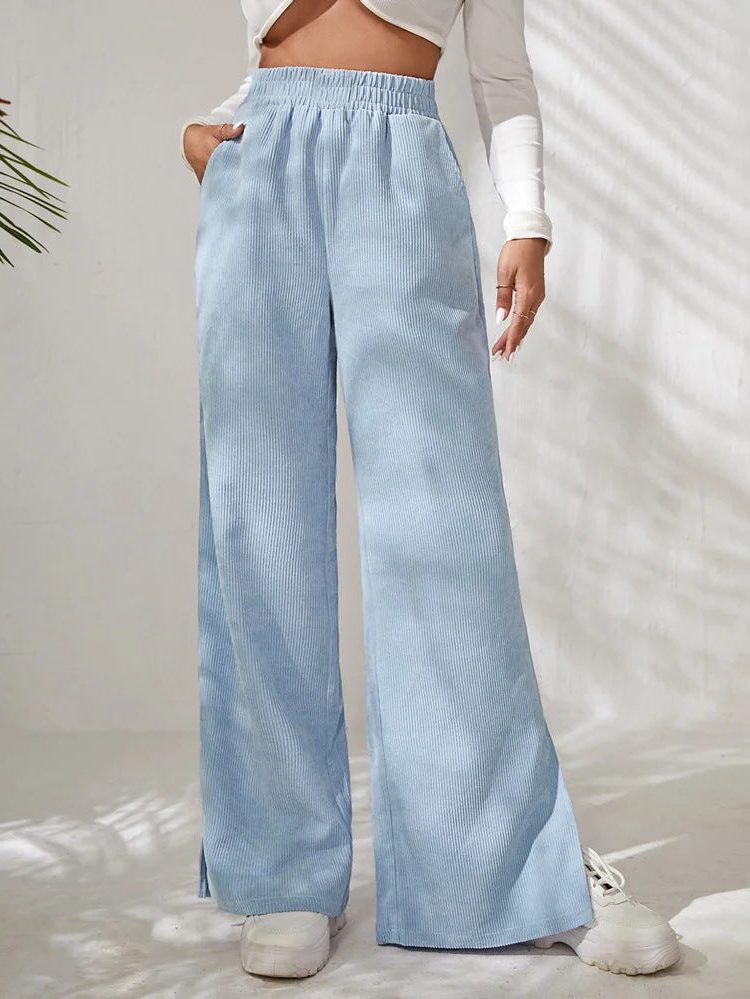 Marla – Women's High-Waisted Wide-Leg Pants with Side Slits
