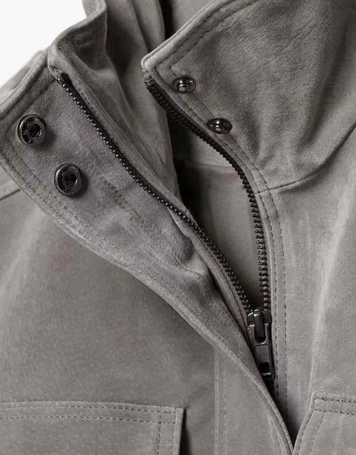 Mirabelle – Women's Suede-Look Bomber Jacket with Flap Pockets