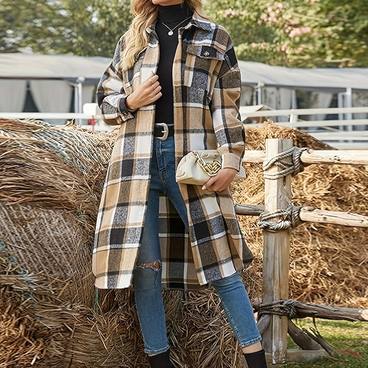 Nala – Women's Plaid Longline Shirt Jacket