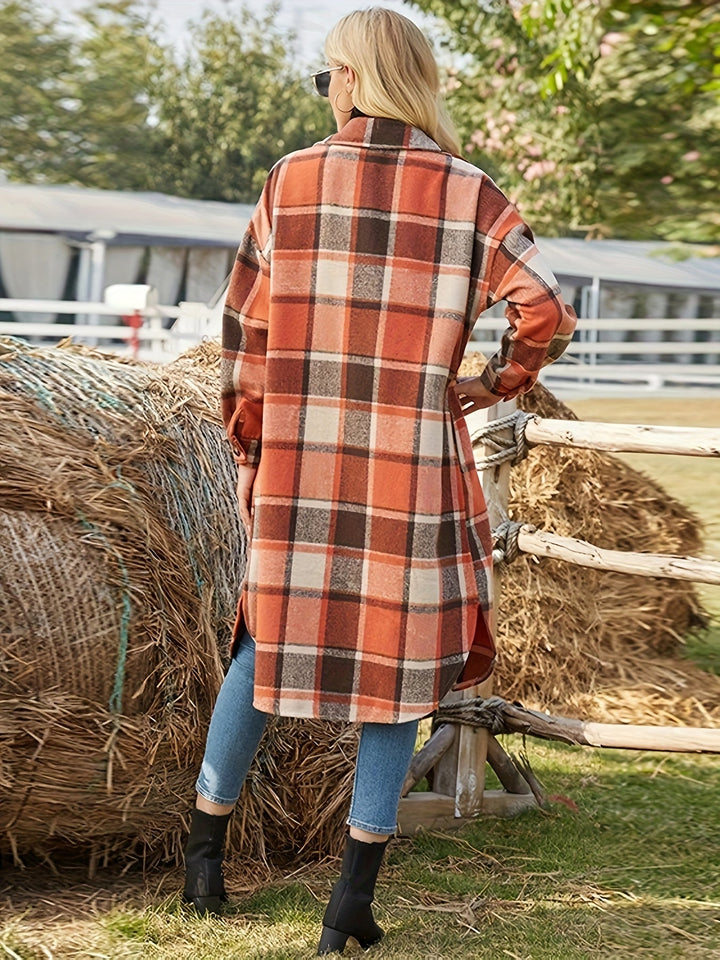Nala – Women's Plaid Longline Shirt Jacket