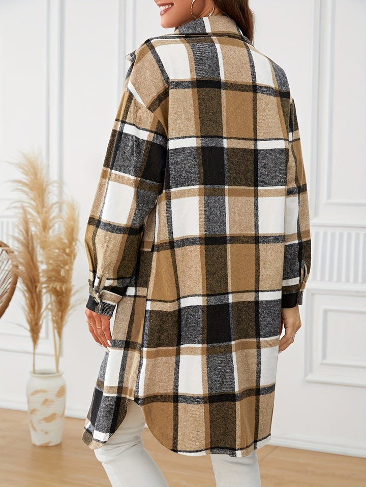 Nala – Women's Plaid Longline Shirt Jacket