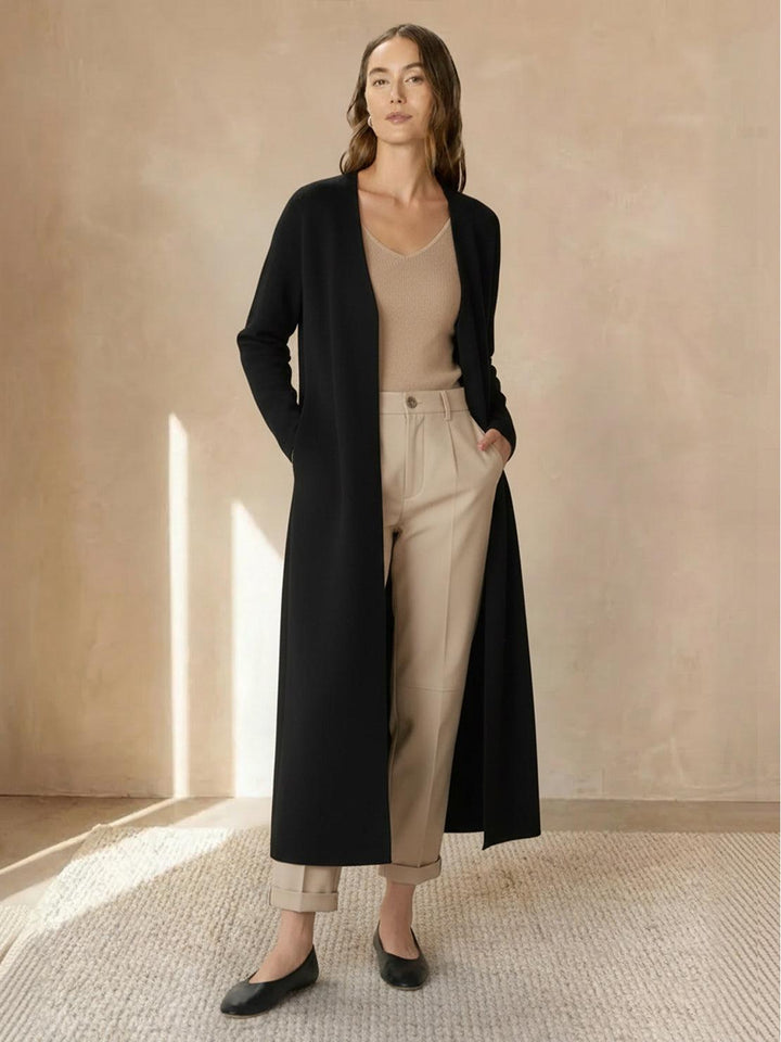 Nanette – Women's Long Open-Front Cardigan with Pockets