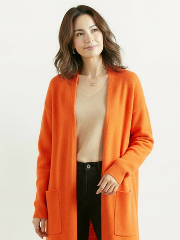 Nanette – Women's Long Open-Front Cardigan with Pockets