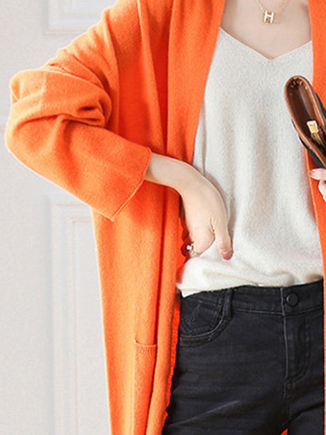 Nanette – Women's Long Open-Front Cardigan with Pockets