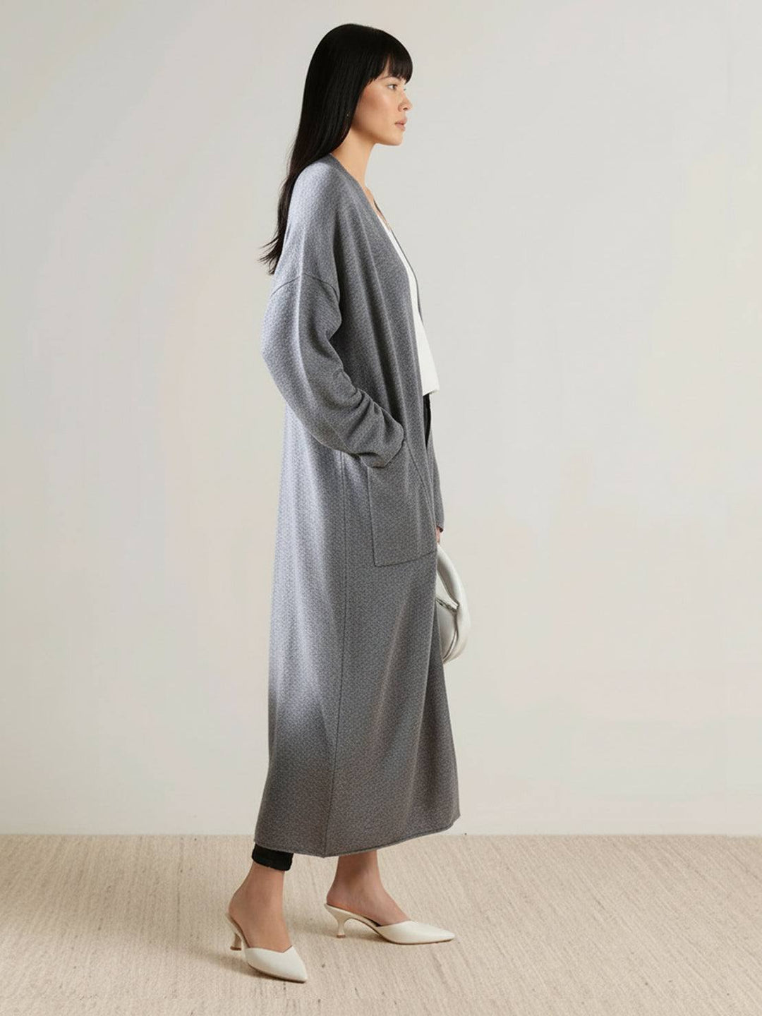 Nanette – Women's Long Open-Front Cardigan with Pockets