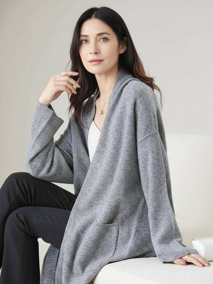 Nanette – Women's Long Open-Front Cardigan with Pockets