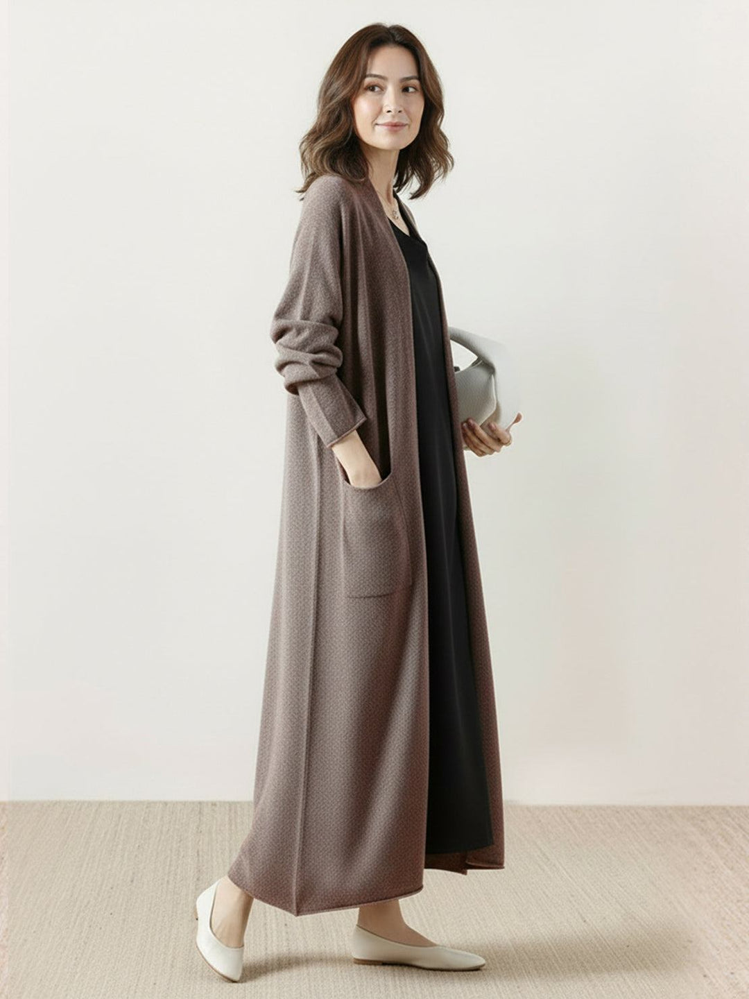 Nanette – Women's Long Open-Front Cardigan with Pockets