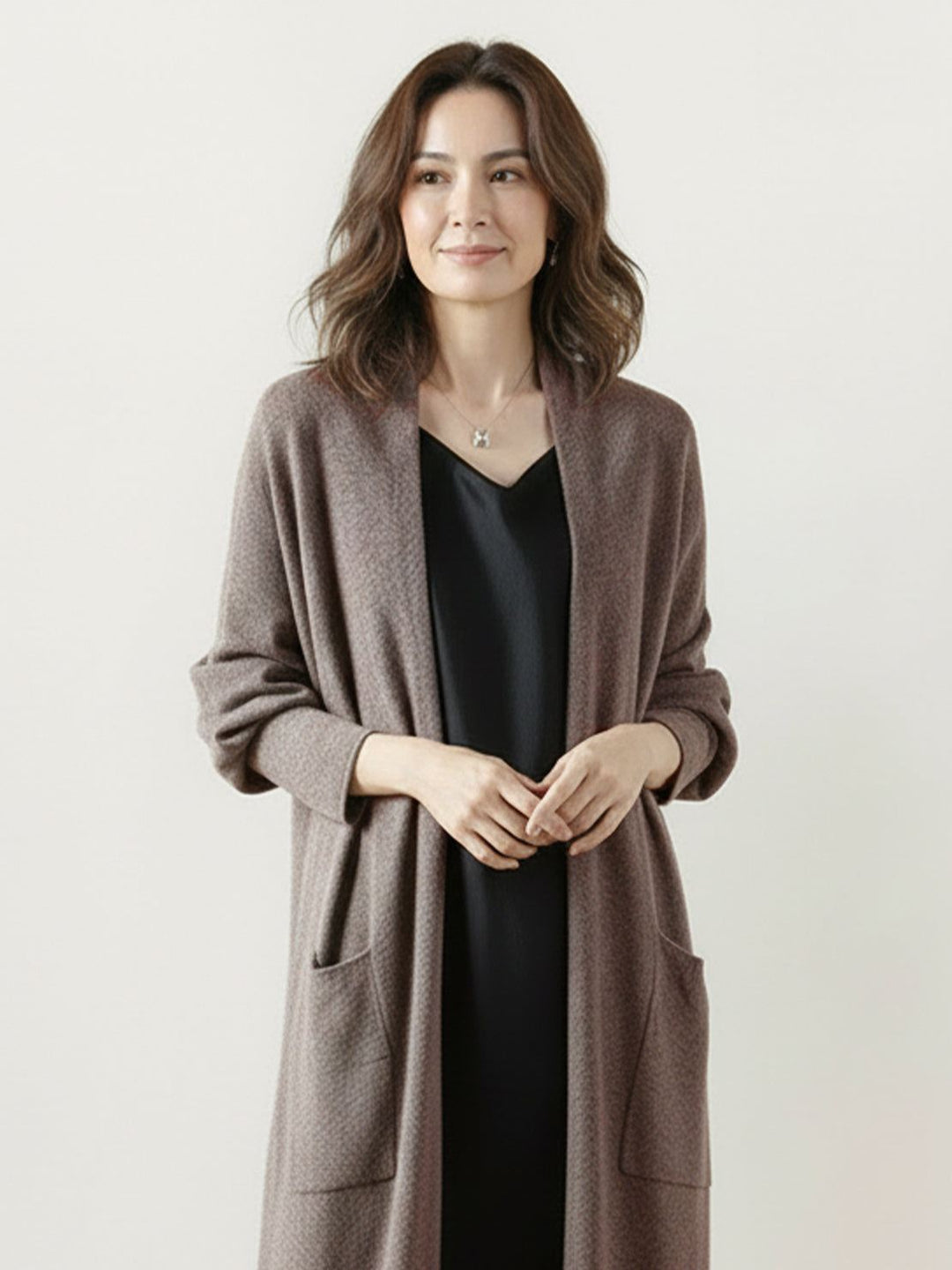 Nanette – Women's Long Open-Front Cardigan with Pockets