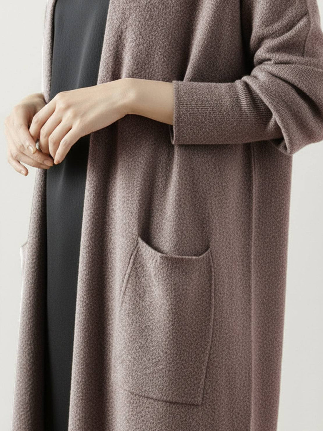 Nanette – Women's Long Open-Front Cardigan with Pockets