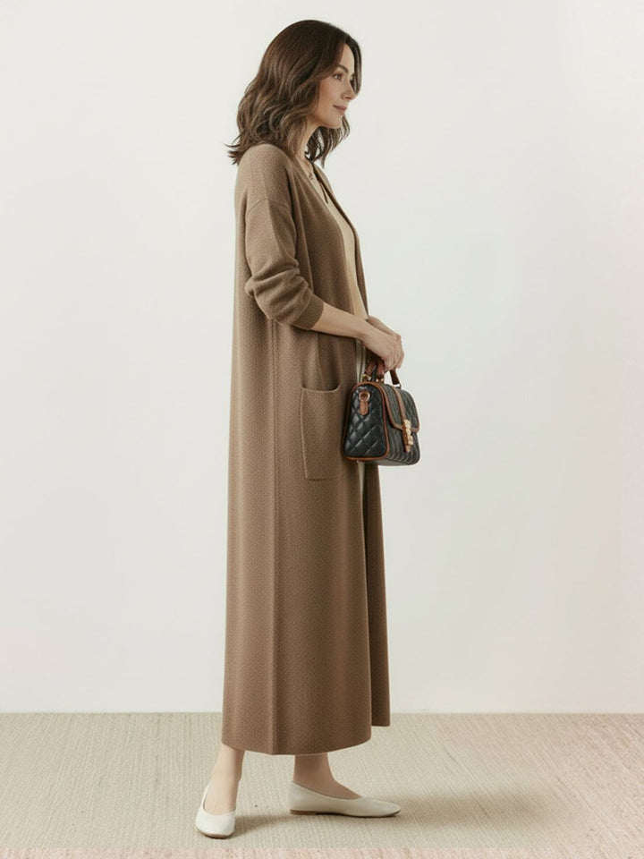 Nanette – Women's Long Open-Front Cardigan with Pockets