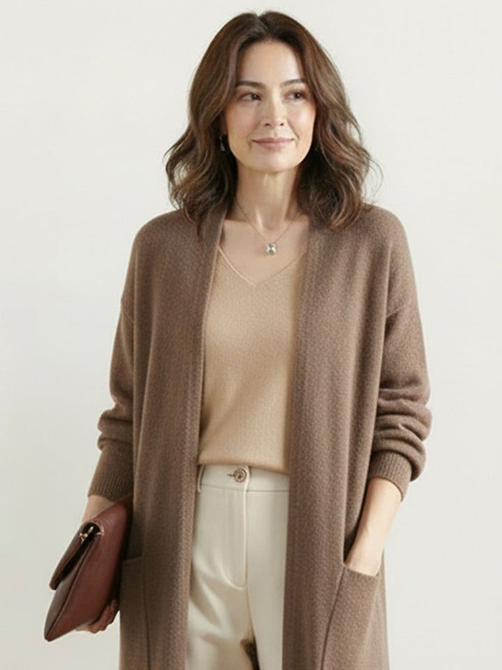 Nanette – Women's Long Open-Front Cardigan with Pockets