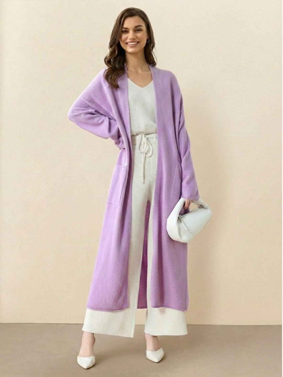 Nanette – Women's Long Open-Front Cardigan with Pockets