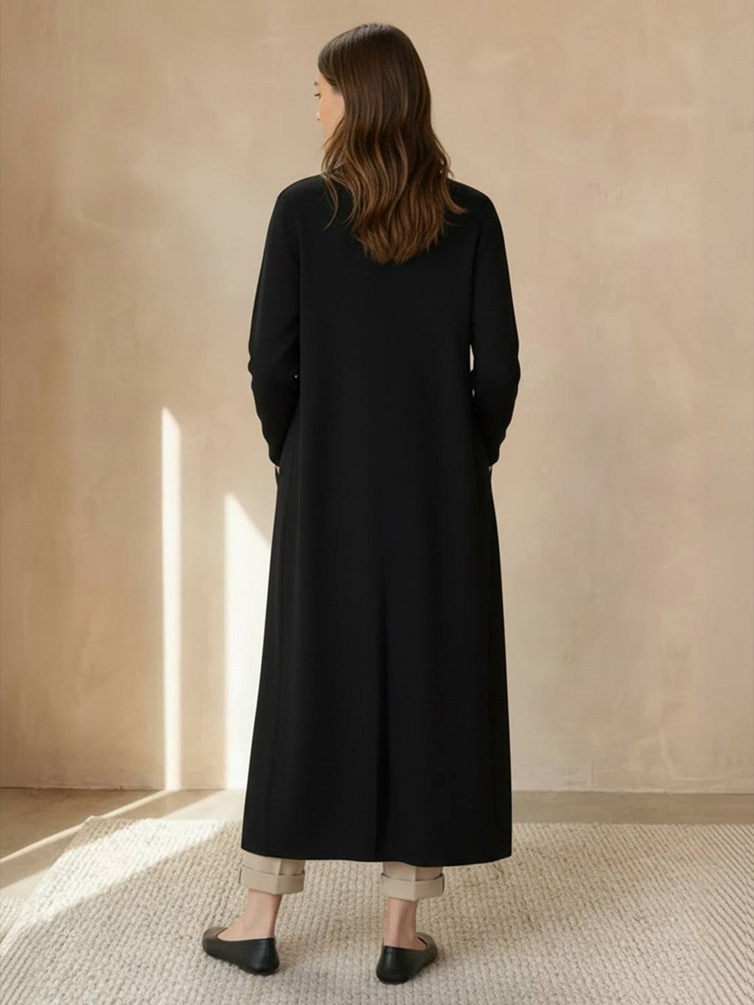 Nanette – Women's Long Open-Front Cardigan with Pockets