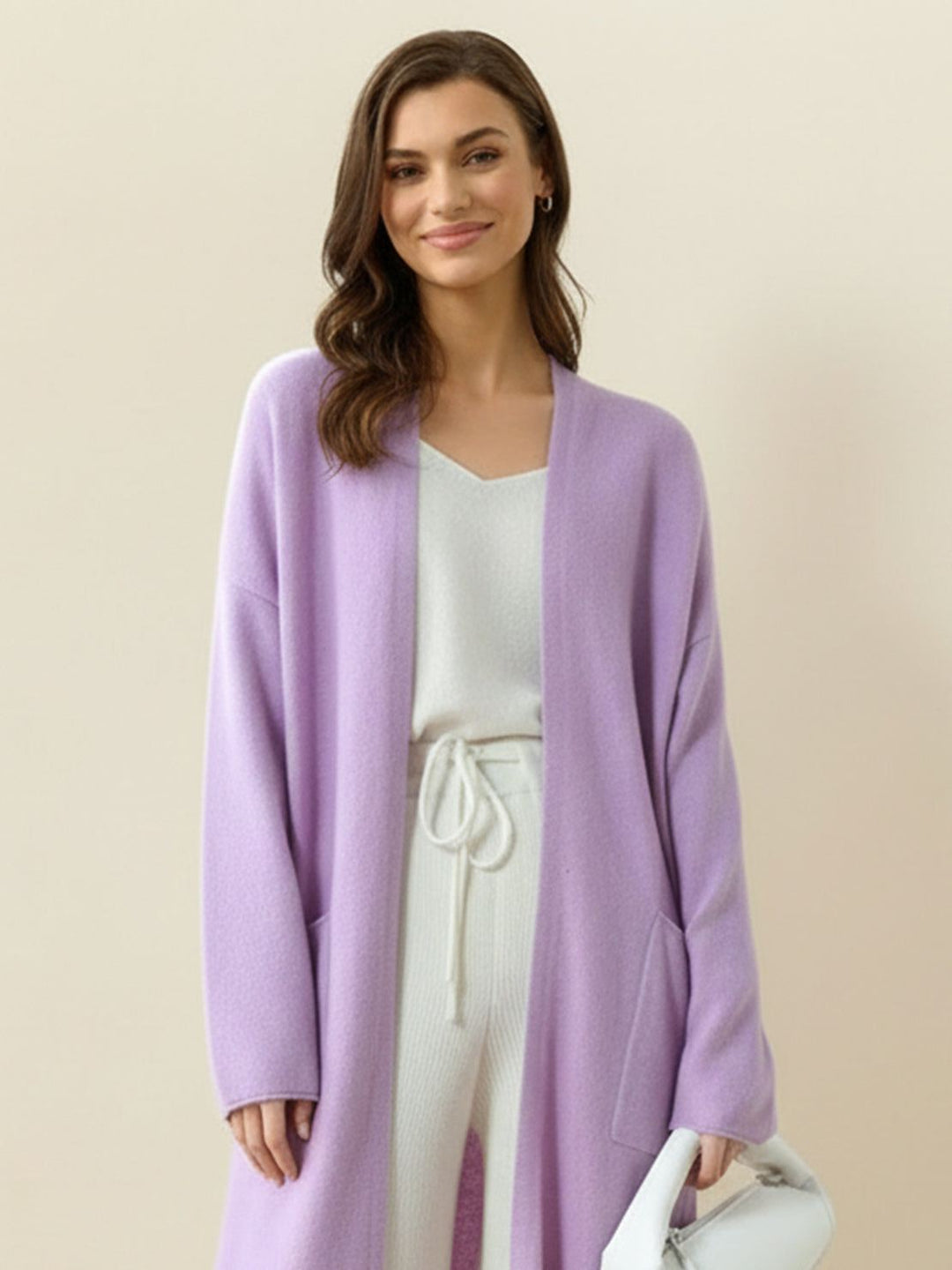 Nanette – Women's Long Open-Front Cardigan with Pockets