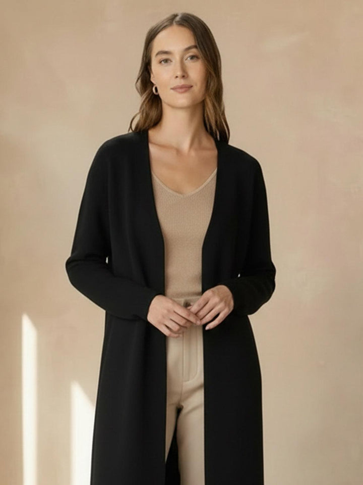 Nanette – Women's Long Open-Front Cardigan with Pockets