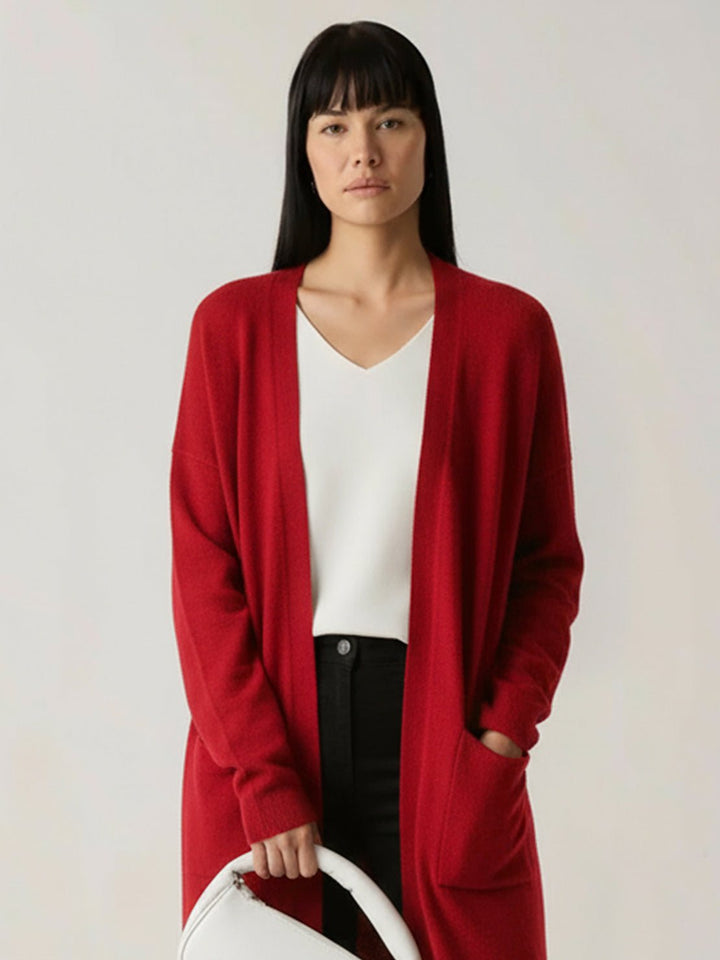 Nanette – Women's Long Open-Front Cardigan with Pockets