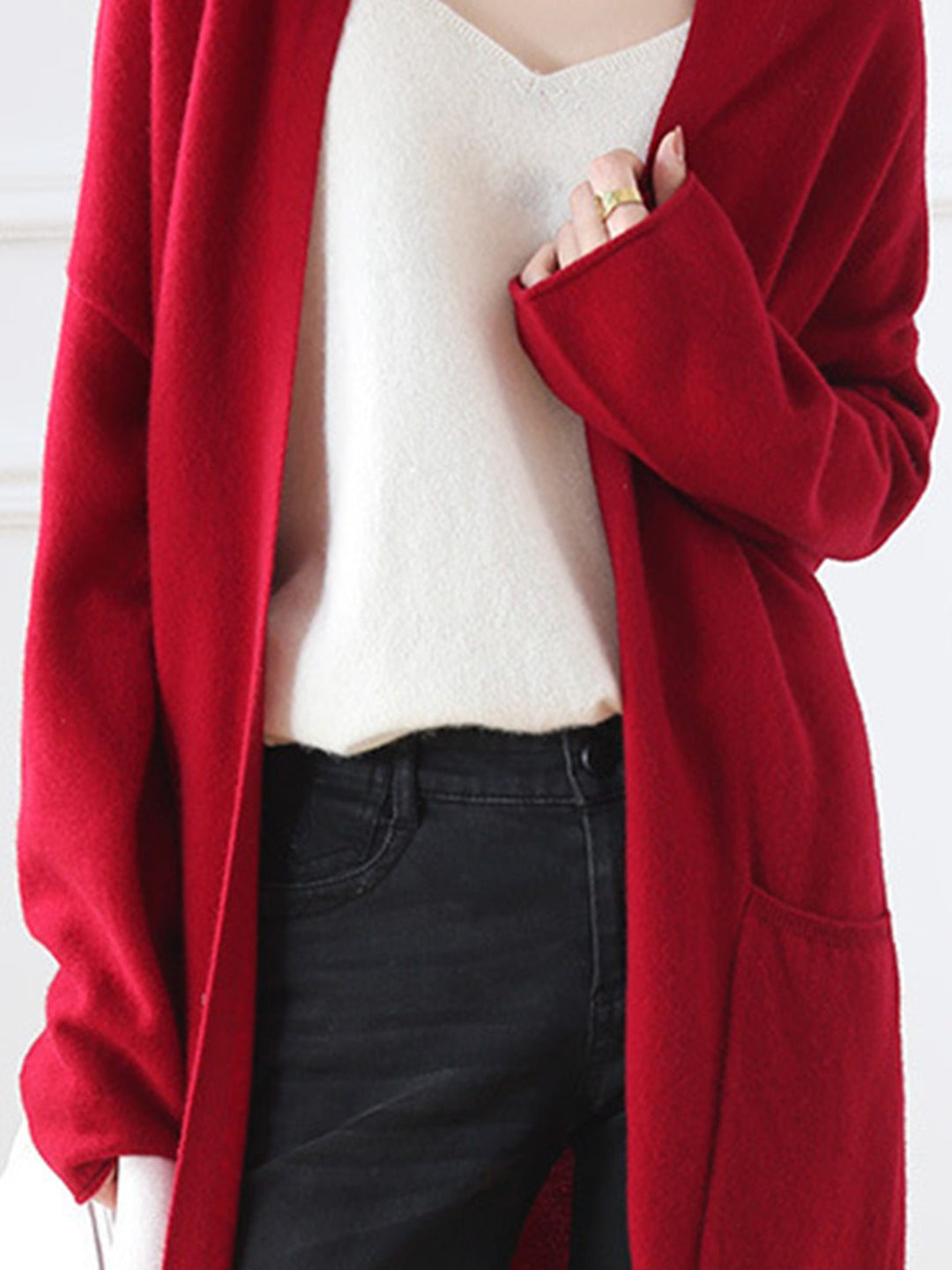 Nanette – Women's Long Open-Front Cardigan with Pockets
