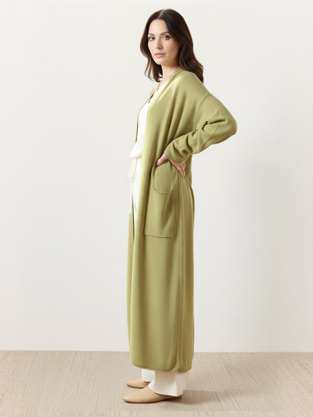 Nanette – Women's Long Open-Front Cardigan with Pockets