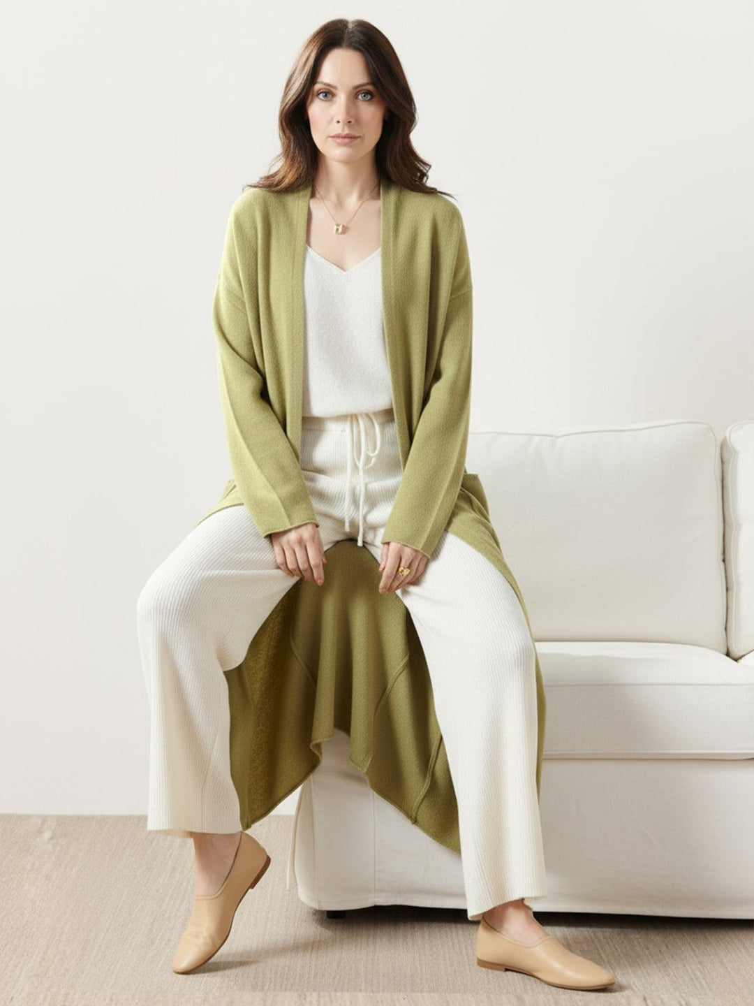Nanette – Women's Long Open-Front Cardigan with Pockets