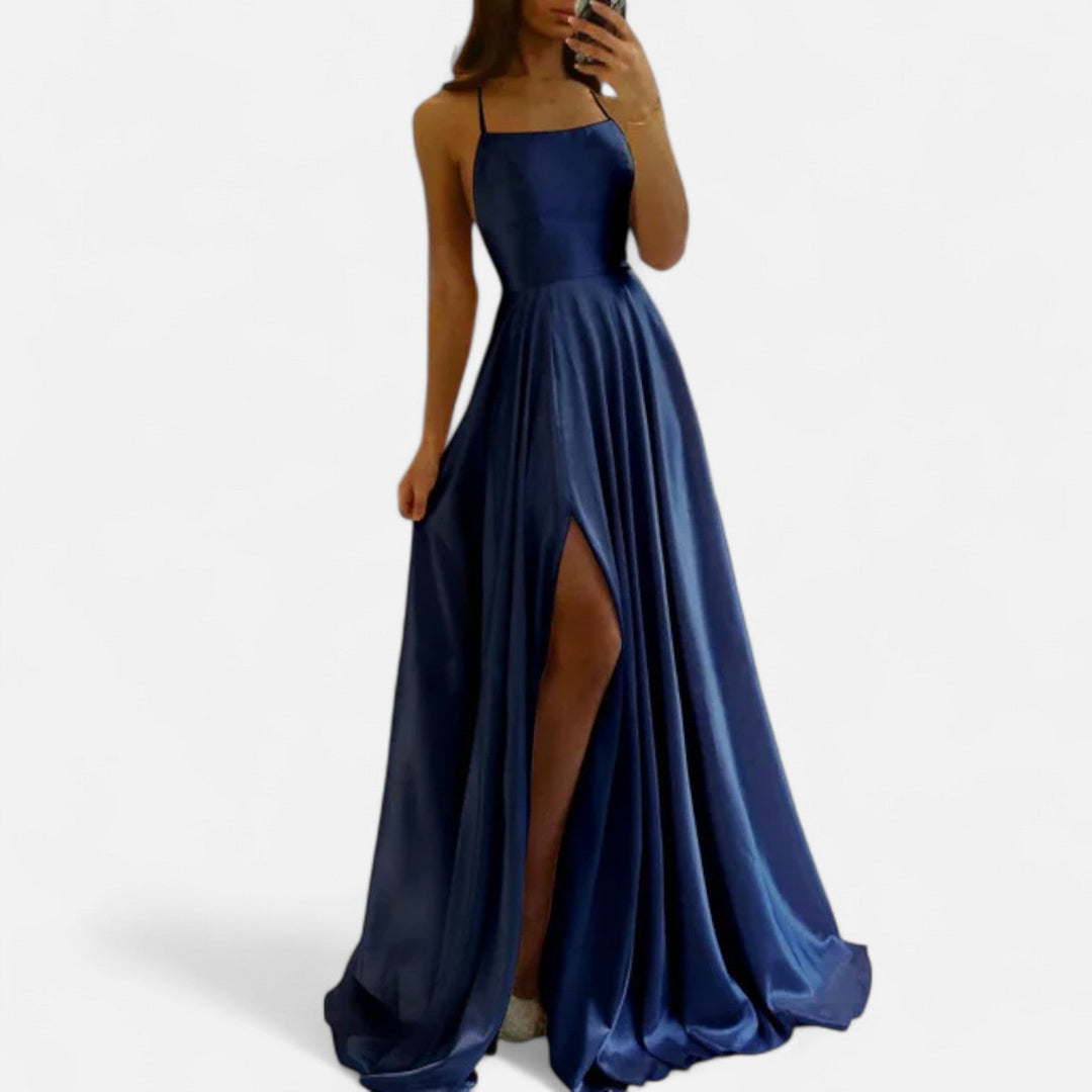 Matilda – Square Neck Tie-Back Formal Maxi Dress