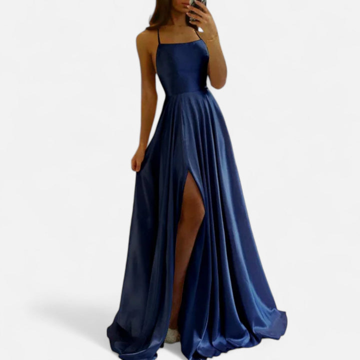 Matilda – Square Neck Tie-Back Formal Maxi Dress