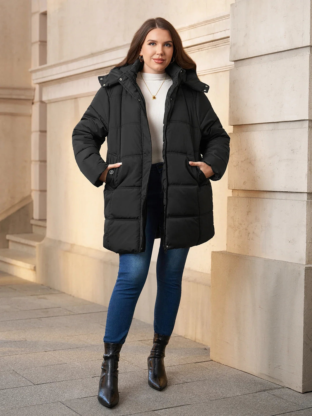Nayeli – Women's Plus Size Hooded Quilted Puffer Coat