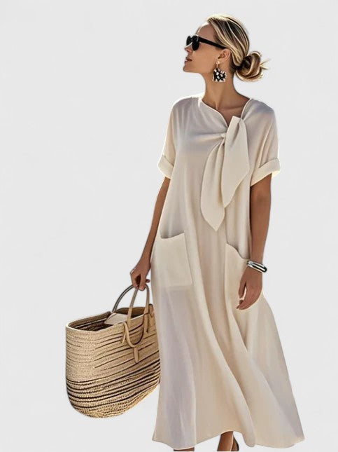 Lucia – Tie-Neck Sundress Maxi with Side Pockets