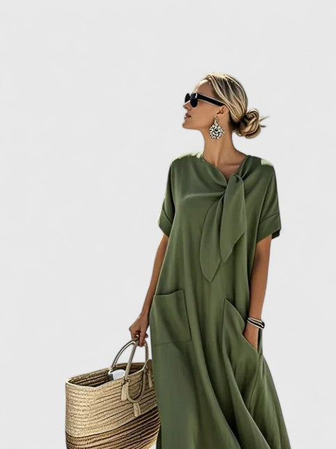 Lucia – Tie-Neck Sundress Maxi with Side Pockets