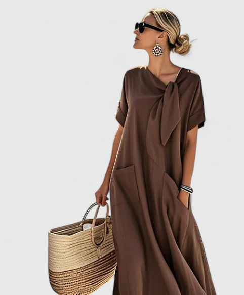 Lucia – Tie-Neck Sundress Maxi with Side Pockets