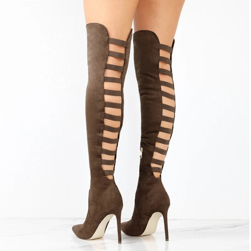 Olympia – Women's Ladder Cut-Out Stiletto Over-the-Knee Boots