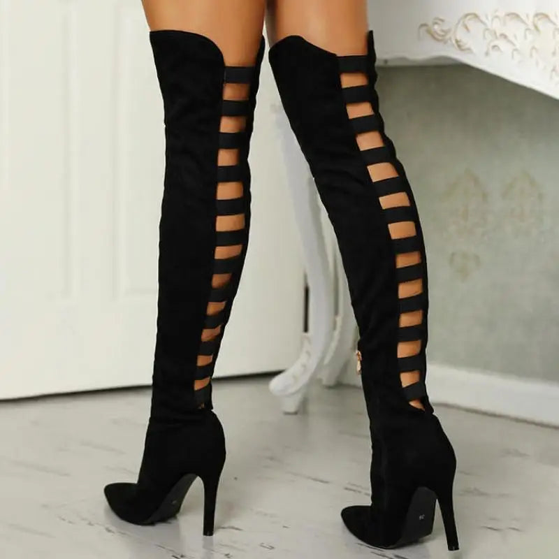 Olympia – Women's Ladder Cut-Out Stiletto Over-the-Knee Boots