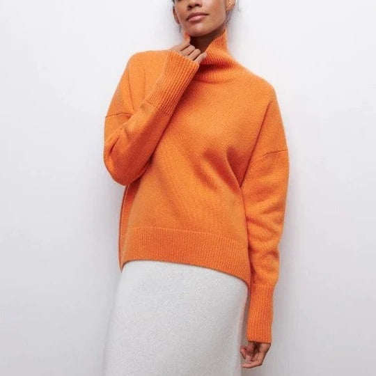 Jenny – Oversized Turtleneck Sweater with Wide Ribbed Trims