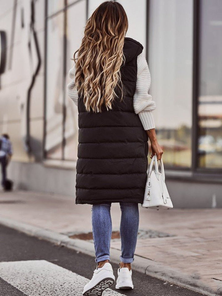 Suzanna – Hooded Longline Puffer Vest for Women