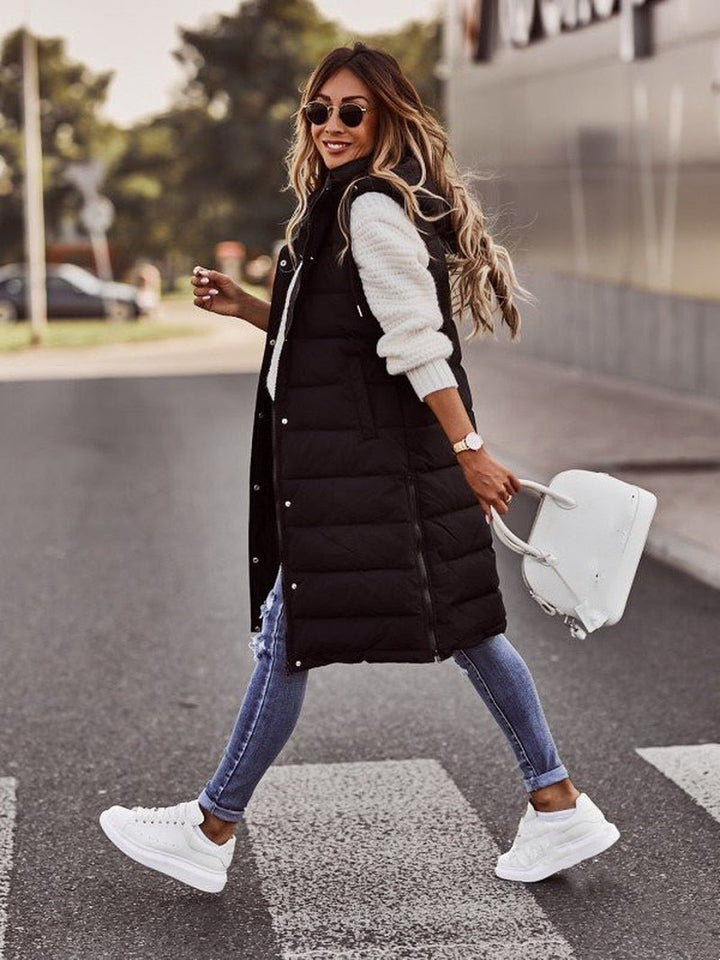 Suzanna – Hooded Longline Puffer Vest for Women