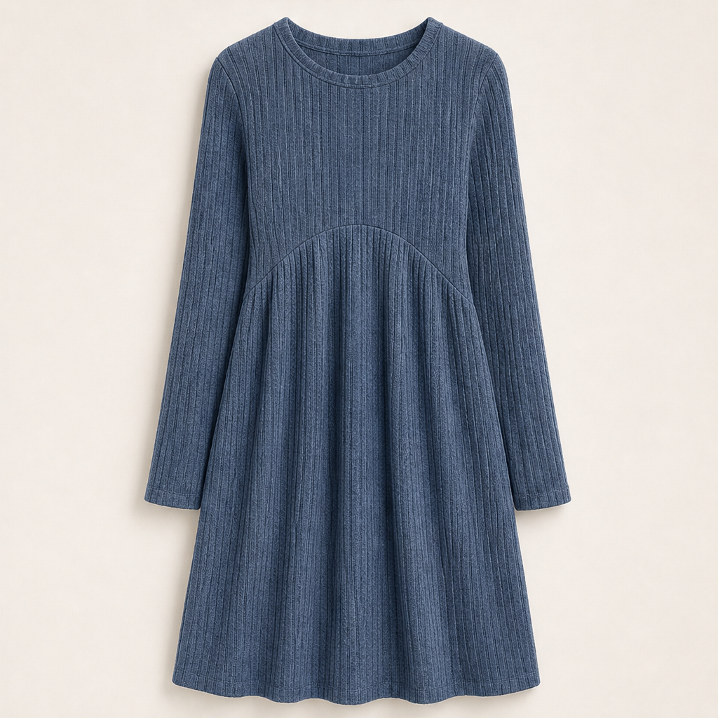 Patsy – Women's Ribbed Long Sleeve A-Line Sweater Dress with Pockets