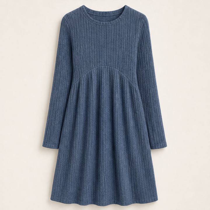 Patsy – Women's Ribbed Long Sleeve A-Line Sweater Dress with Pockets