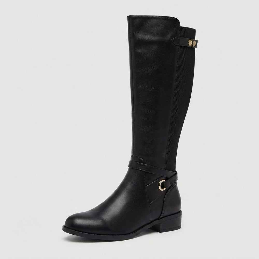 Peggy – Women's Wide Calf Knee-High Boots with Elastic Panel