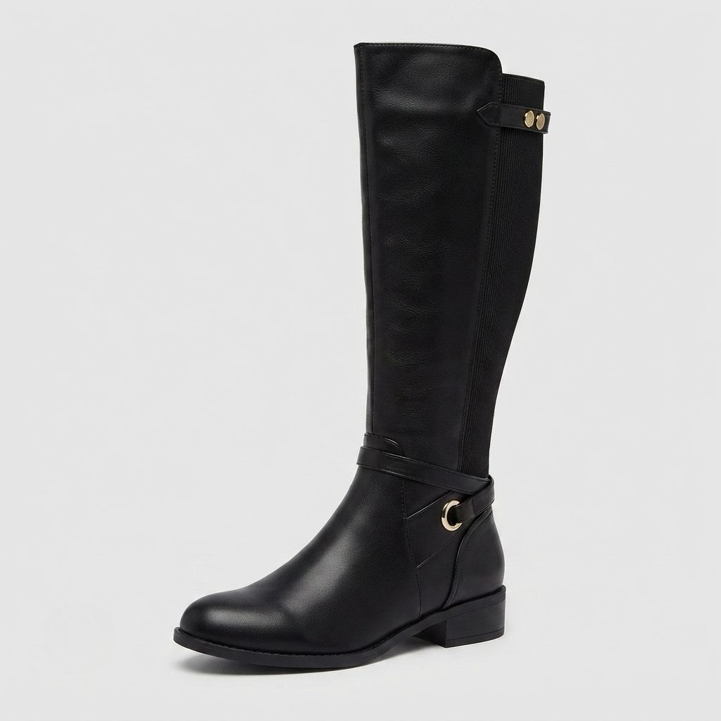 Peggy – Women's Wide Calf Knee-High Boots with Elastic Panel